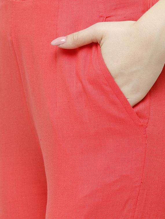 pink solid cigarette pants trouser - 18025105 - Zoom Image - 5
