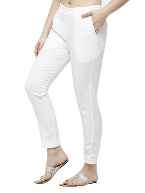 white solid cigarette pants trouser - 18025106 -  Standard Image - 1