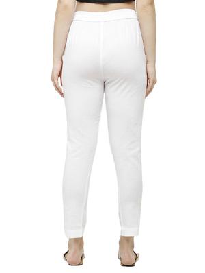 white solid cigarette pants trouser - 18025106 - Standard Image - 3