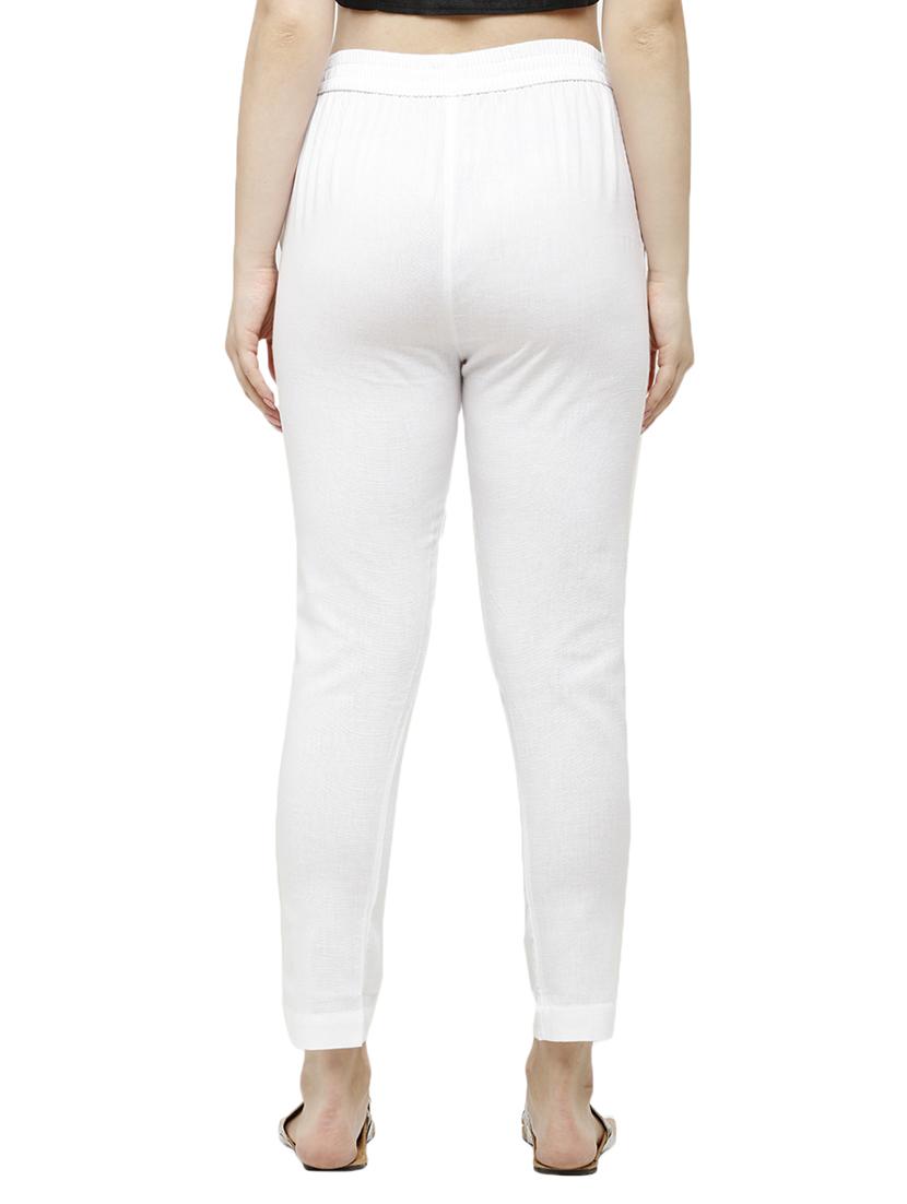 white solid cigarette pants trouser - 18025106 - Zoom Image - 3