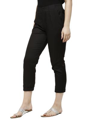 black solid cigarette pants trouser - 18025110 - Standard Image - 2