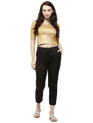 black solid cigarette pants trouser - 18025110 - Standard Image - 4