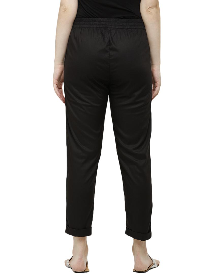black solid cigarette pants trouser - 18025110 - Zoom Image - 3