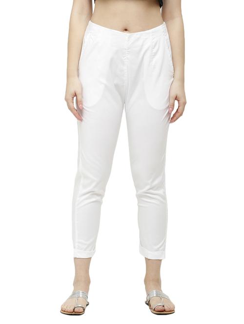 white solid cigarette pants trouser - 18025113 - Standard Image - 1