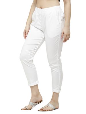white solid cigarette pants trouser - 18025113 - Standard Image - 2