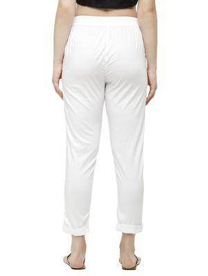 white solid cigarette pants trouser - 18025113 - Standard Image - 3
