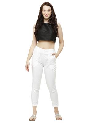 white solid cigarette pants trouser - 18025113 - Standard Image - 4