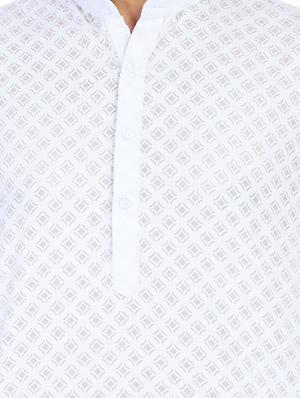 white printed kurta pyjama set - 18025210 - Standard Image - 4
