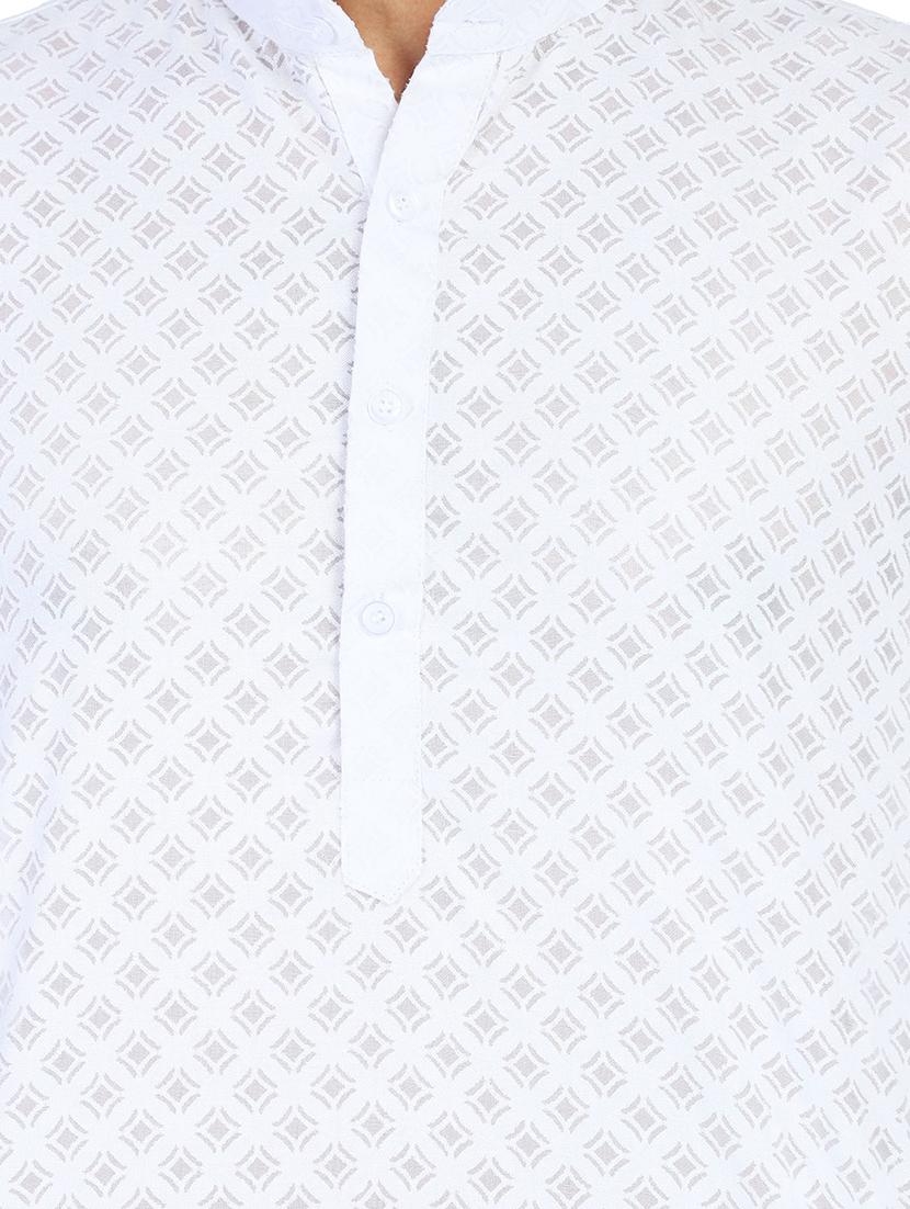 white printed kurta pyjama set - 18025210 - Zoom Image - 4