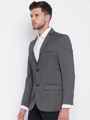 grey self design single breasted casual blazer - 18025418 - Standard Image - 2