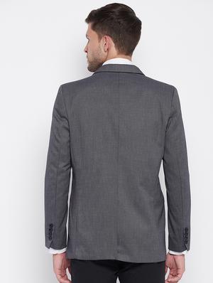 grey self design single breasted casual blazer - 18025418 - Standard Image - 3