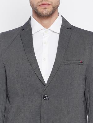 grey self design single breasted casual blazer - 18025418 - Standard Image - 5