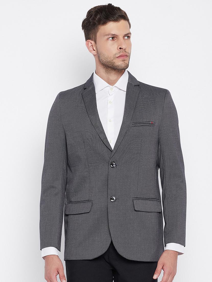 grey self design single breasted casual blazer - 18025418 - Zoom Image - 1