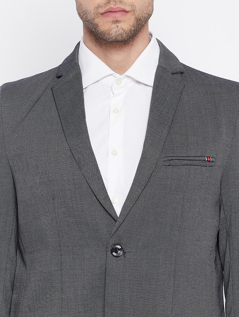 grey self design single breasted casual blazer - 18025418 - Zoom Image - 5