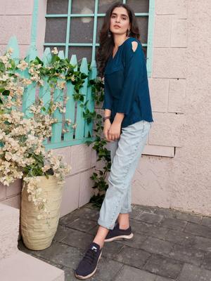 cold shoulder top with frill - 18025692 - Standard Image - 2