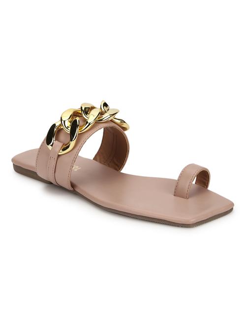 nude pu one toe sandals - 18025820 - Standard Image - 1