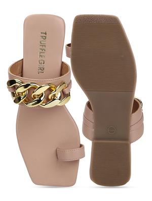 nude pu one toe sandals - 18025820 - Standard Image - 4