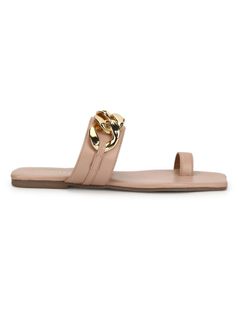 nude pu one toe sandals - 18025820 - Zoom Image - 2