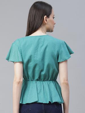 tie front solid wrap top - 18025948 - Standard Image - 3