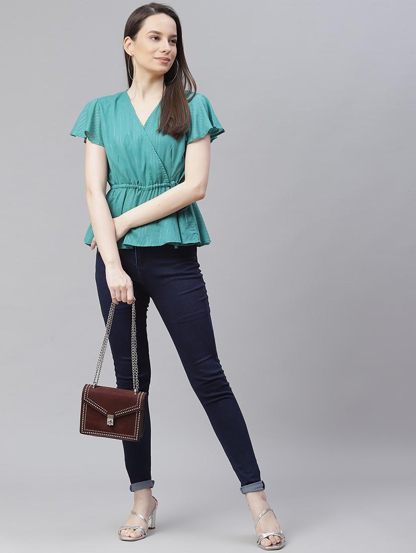 tie front solid wrap top - 18025948 - Zoom Image - 4