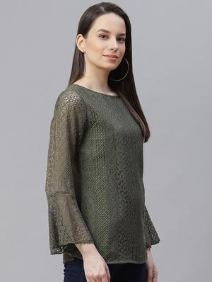 bell sleeved laced top - 18025955 - Standard Image - 2