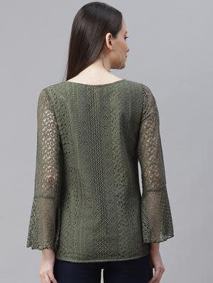 bell sleeved laced top - 18025955 - Standard Image - 3