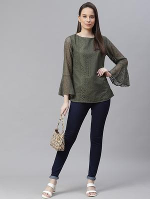 bell sleeved laced top - 18025955 - Standard Image - 4