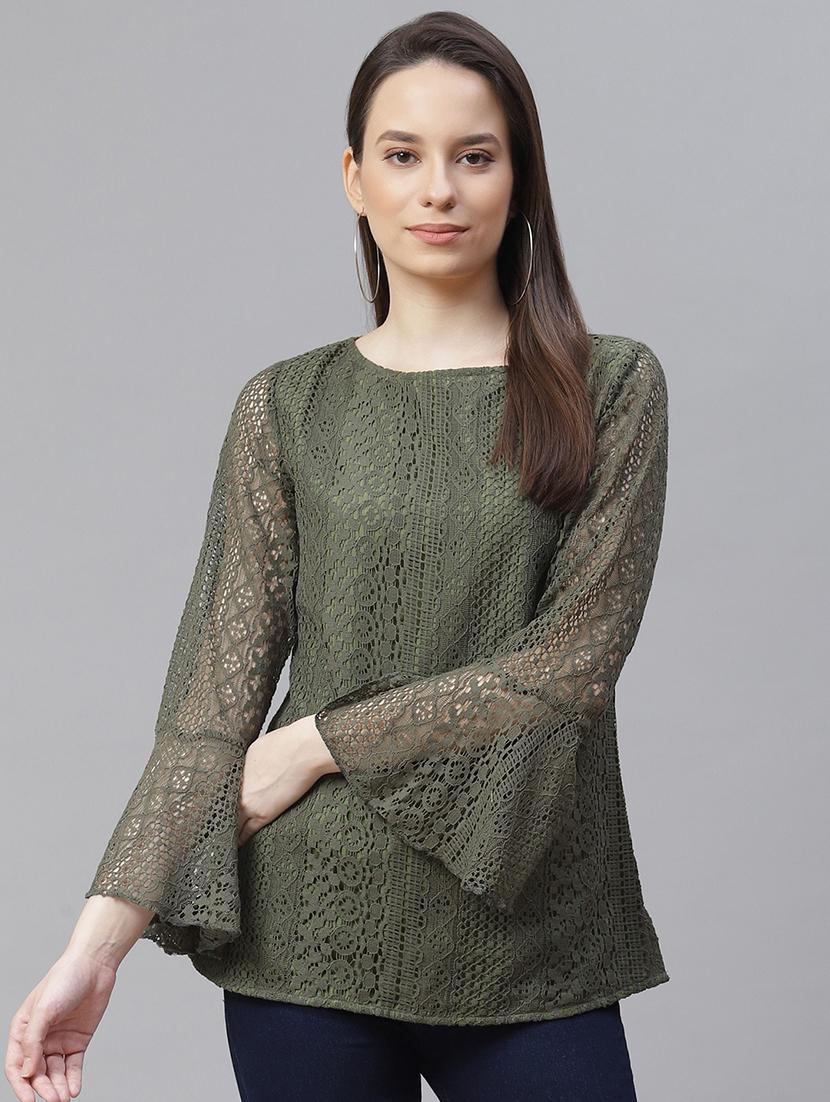 bell sleeved laced top - 18025955 - Zoom Image - 1