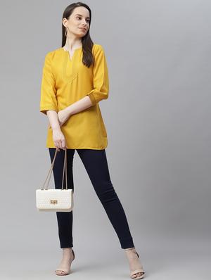 notch neck solid top - 18025958 - Standard Image - 4