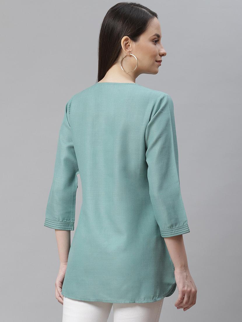 notch neck solid top - 18025959 - Zoom Image - 3