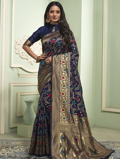 jacquard work banarasi saree with blouse - 18025988 - Standard Image - 1