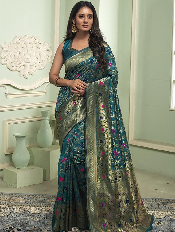 jacquard work banarasi saree with blouse - 18025991 - Zoom Image - 1