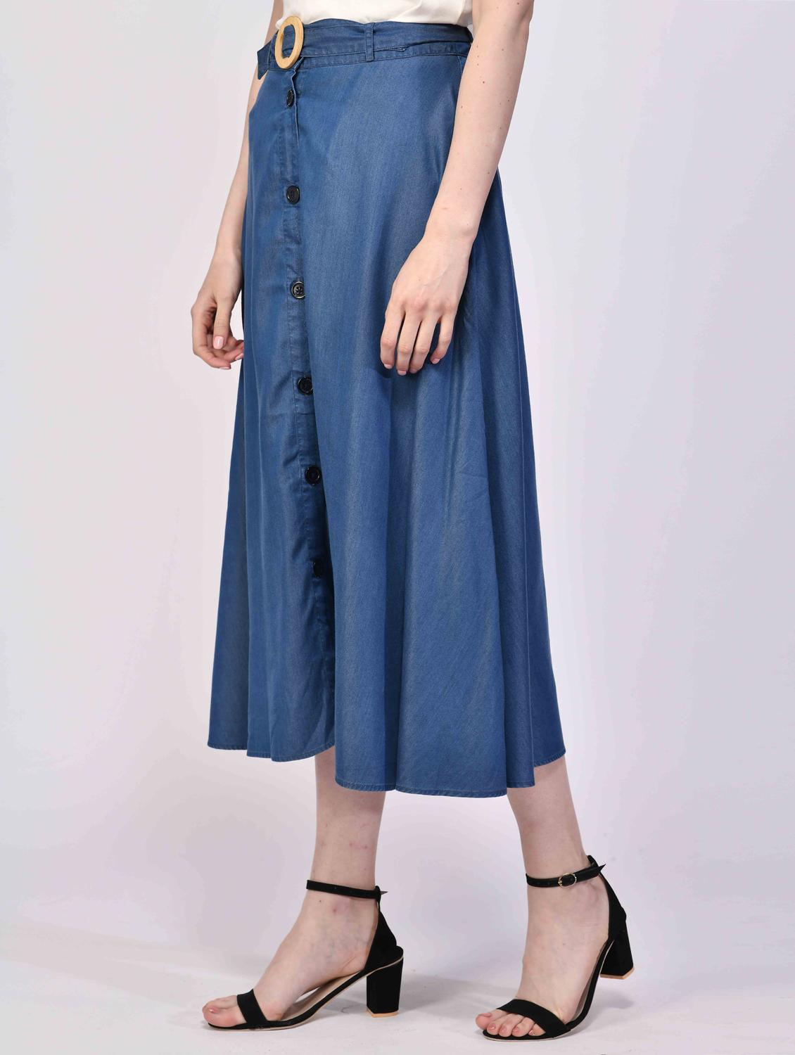 mid rise denim skirt - 18026072 - Zoom Image - 2