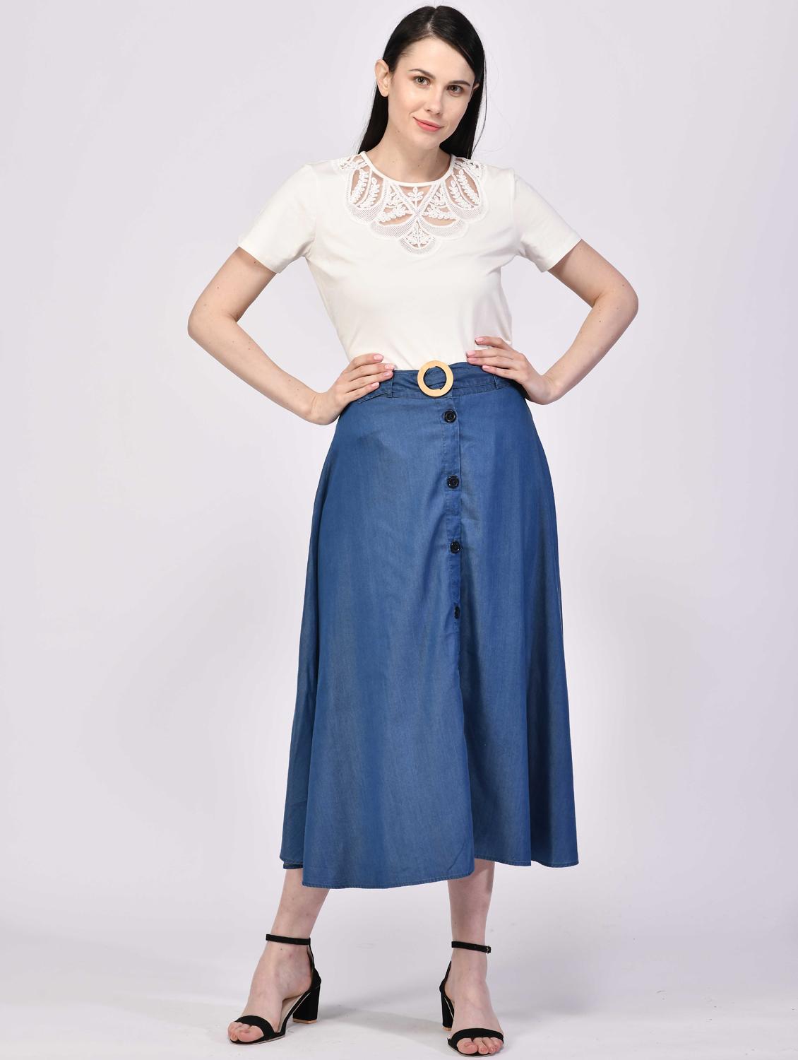 mid rise denim skirt - 18026072 - Zoom Image - 4
