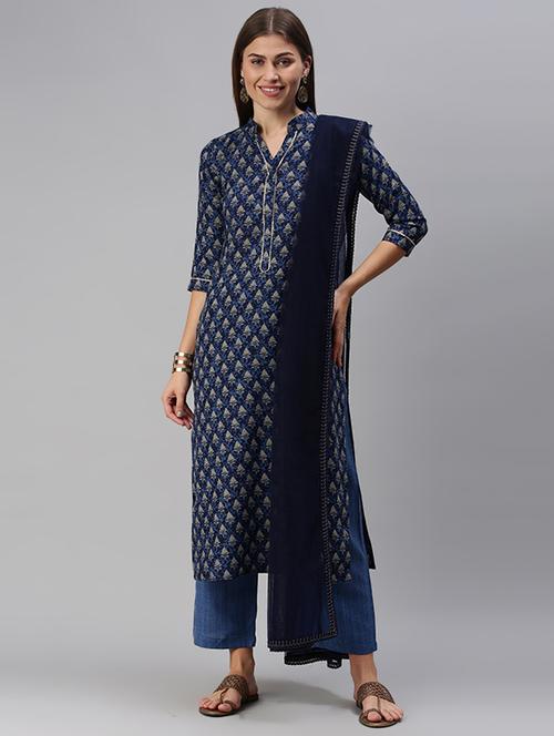 printed unstitched suit set - 18026242 - Standard Image - 1