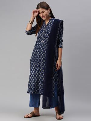 printed unstitched suit set - 18026242 - Standard Image - 2