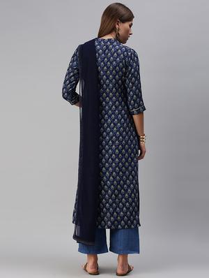 printed unstitched suit set - 18026242 - Standard Image - 3