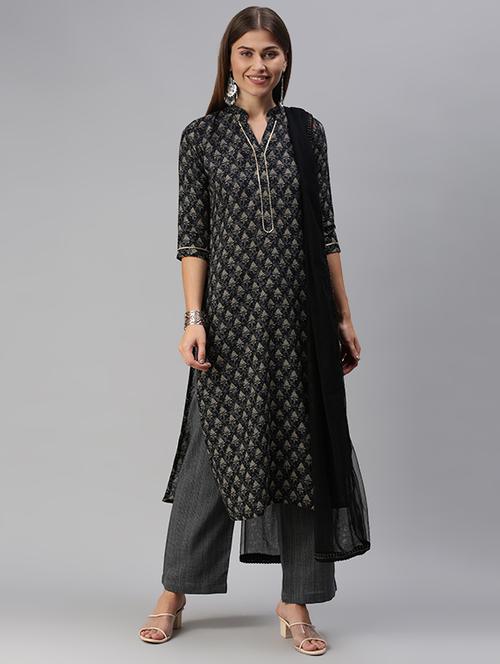 printed unstitched suit set - 18026244 - Standard Image - 1
