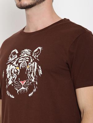 brown chest print t-shirt - 18026459 - Standard Image - 5