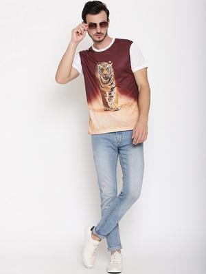 brown front print t-shirt - 18026466 - Standard Image - 4