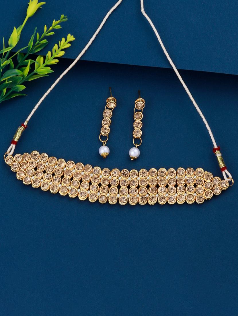gold traditional adjustable oxidized necklace set - 18026955 - Zoom Image - 1