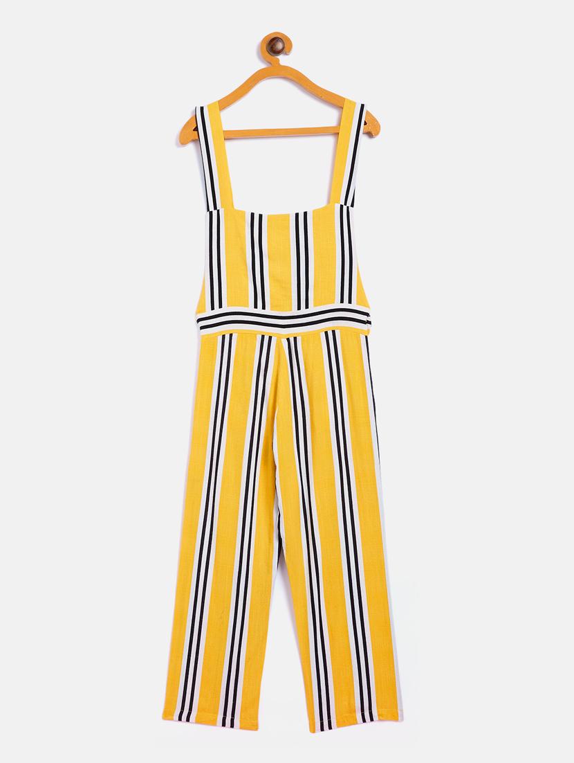 yellow striped full length jumpsuit - 18028063 - Zoom Image - 2