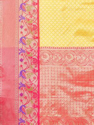 yellow art silk kanjivaram saree with blouse - 18028095 - Standard Image - 4