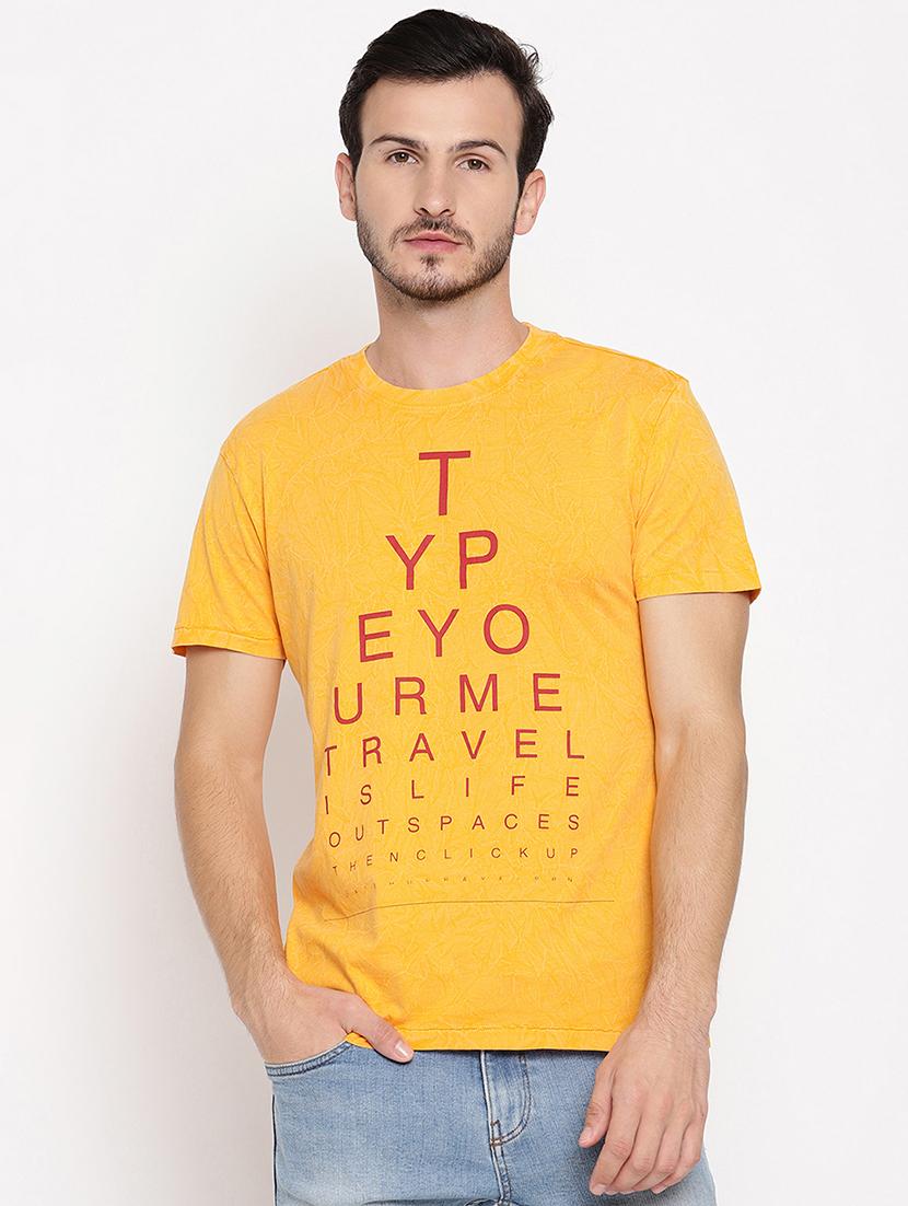 yellow front print t-shirt - 18028119 - Zoom Image - 1