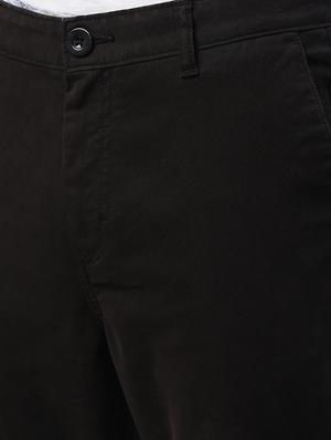 black solid flat front casual trouser - 18028739 - Standard Image - 4