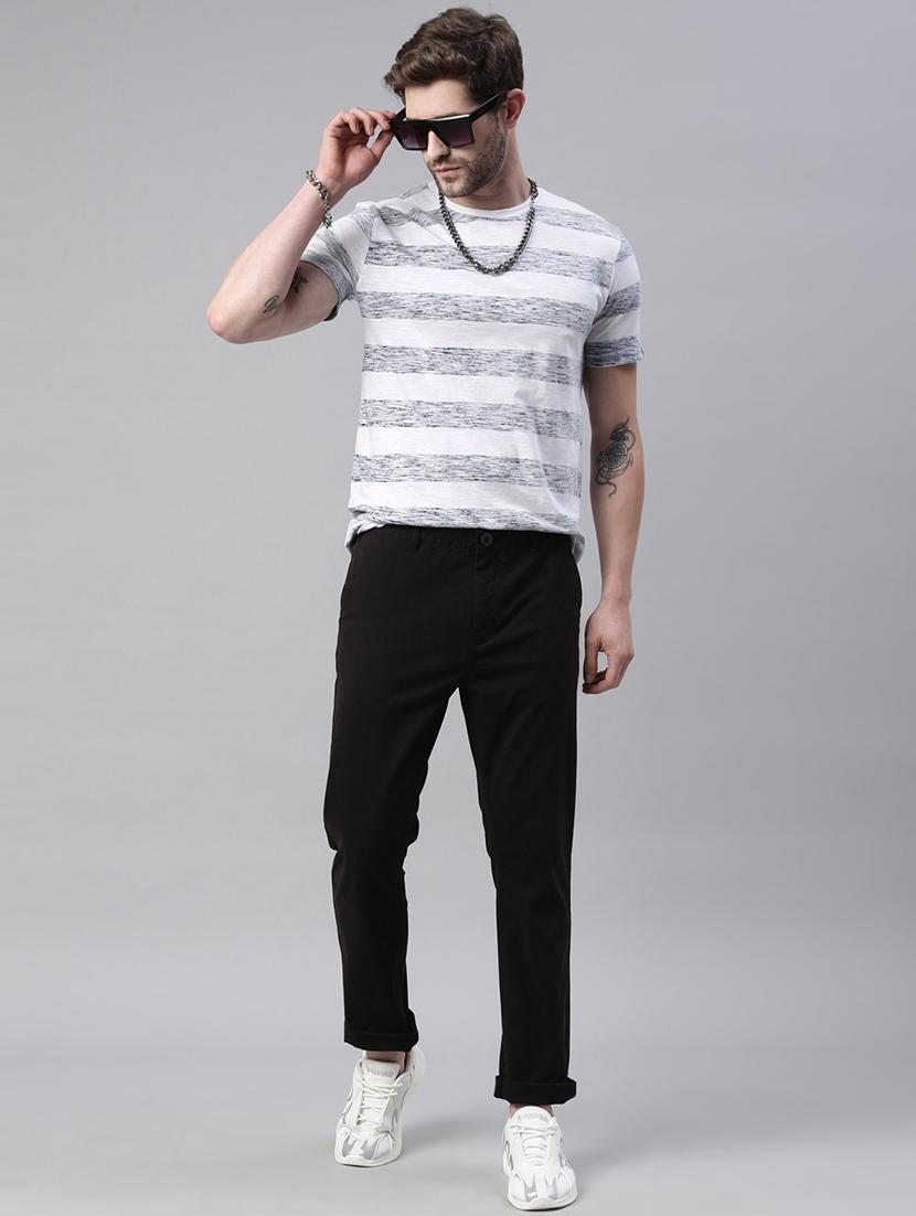 black solid flat front casual trouser - 18028739 - Zoom Image - 3
