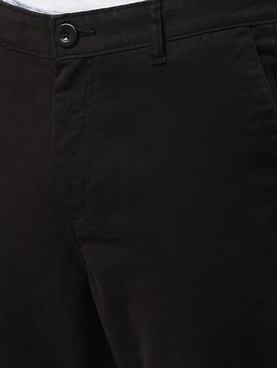 black solid flat front casual trouser - 18028739 - Zoom Image - 4