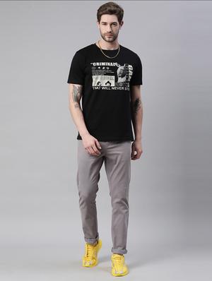 grey solid flat front casual trouser - 18028740 - Standard Image - 4