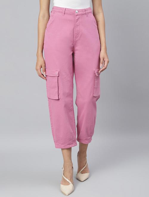 high rise solid cargos trouser - 18029097 - Standard Image - 1