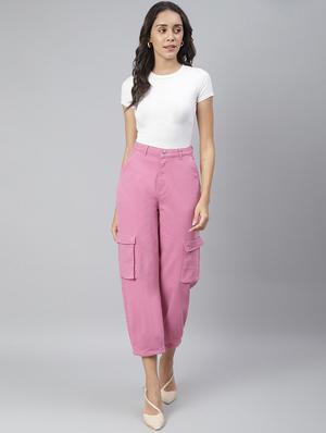 high rise solid cargos trouser - 18029097 - Standard Image - 4